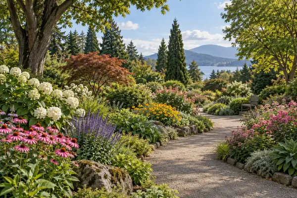 AI illustration of a general botanical garden scene; not a photograph or an exact view of this place.