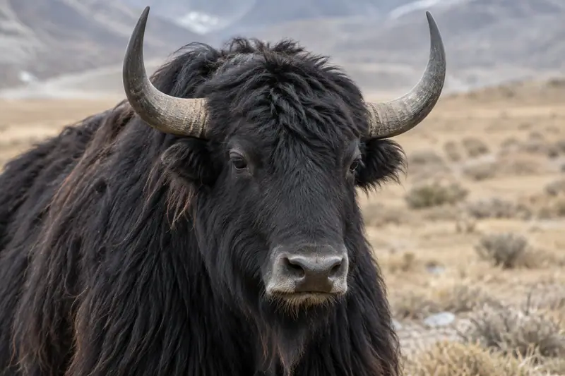 AI illustration: AI illustration: black yak fur; general category detail, not an actual photograph.