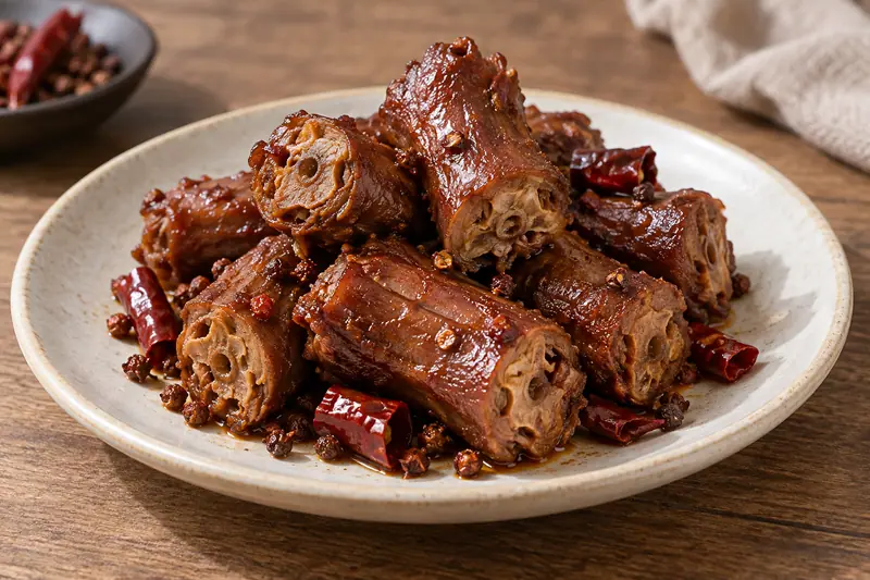 AI illustration: Short sections of spiced braised duck neck.