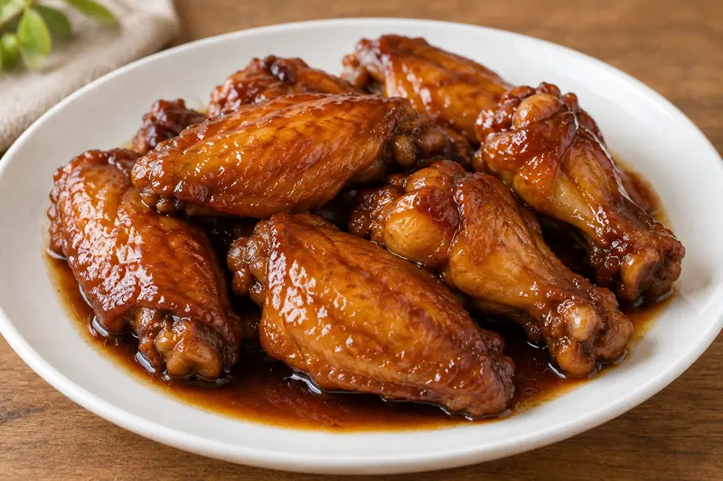 AI illustration: Glossy chicken wings braised in sweet soy sauce.