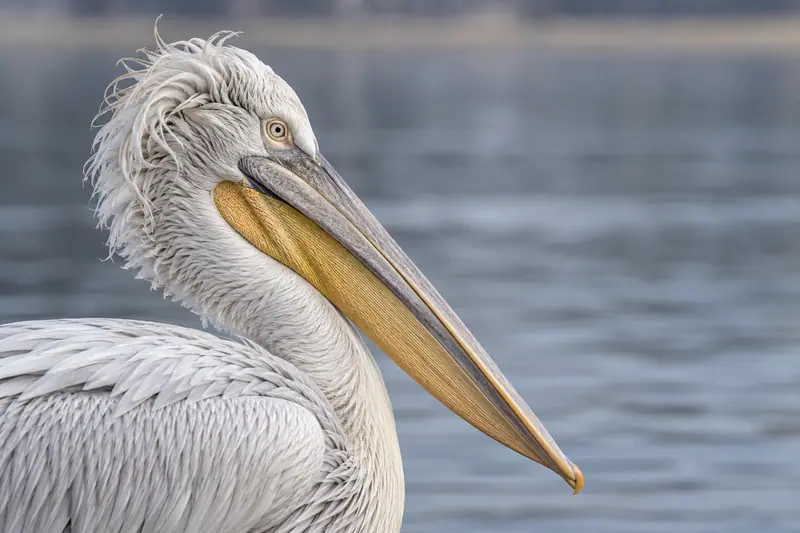 AI illustration: Dalmatian pelican head and throat pouch