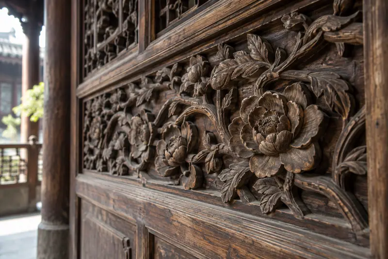 AI illustration: A traditional decorative carved wooden panel (general reference, not this place).
