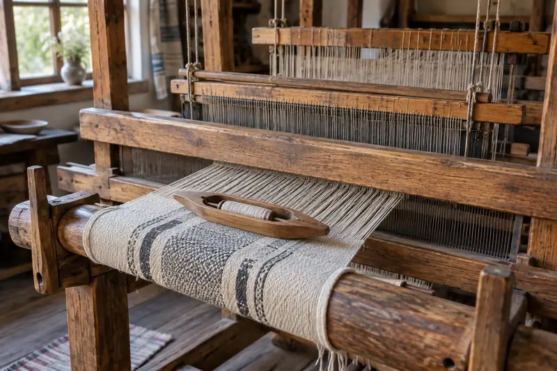 AI illustration: AI illustration: silk loom; generic detail, not a photograph of this place.