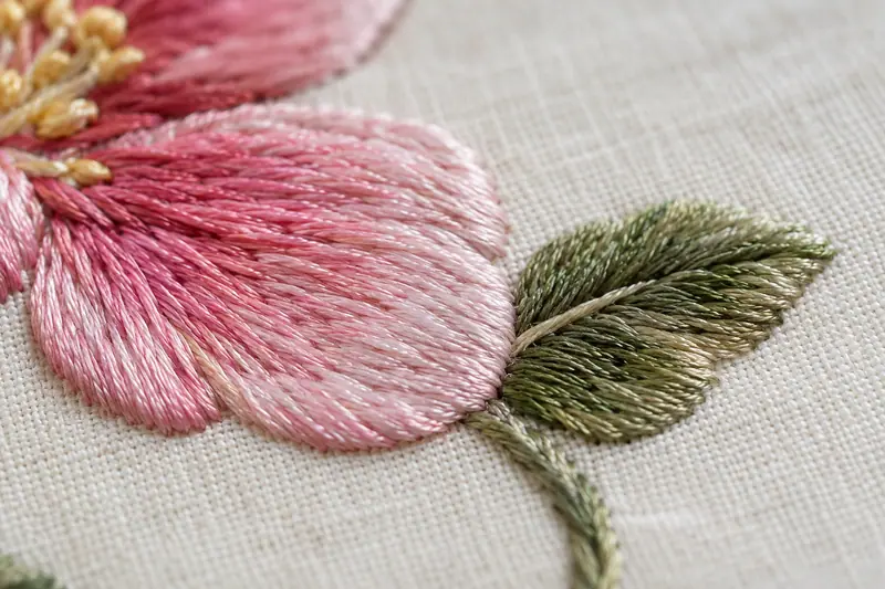 AI illustration: AI illustration: silk embroidery stitches; general detail, not an actual photograph.