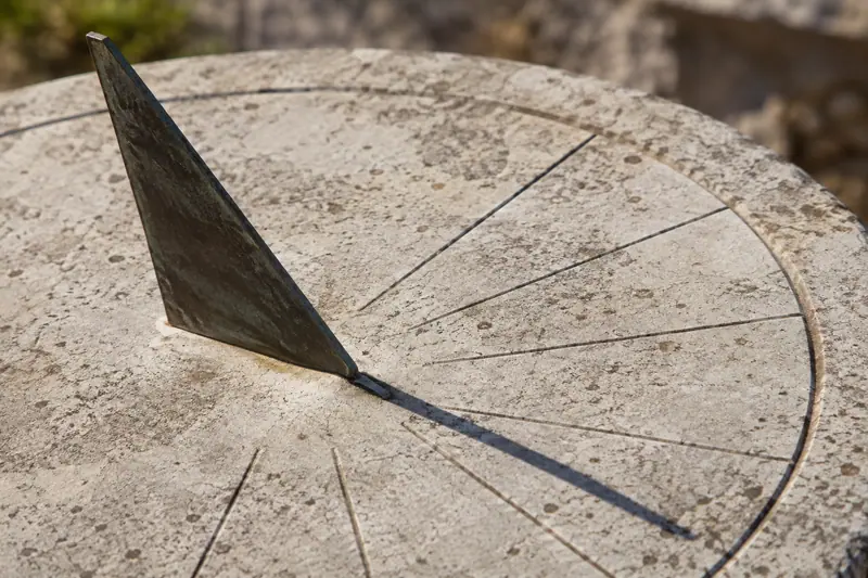 AI illustration: AI illustration: sundial shadow; general detail, not an actual photograph.