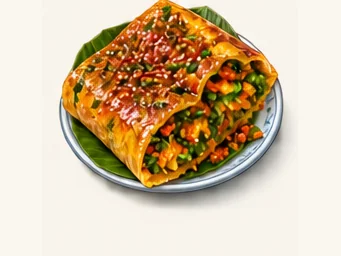 Grilled sweet-potato sheets · 烤苕皮 · AI dish illustration