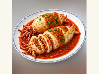 Stuffed squid · 葡式酿鱿鱼 · AI dish illustration