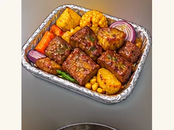 Daqing pit-roasted food · 大庆坑烤 · AI dish illustration