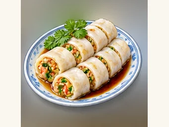 Yangjiang rolled rice sheets · 猪肠碌 · AI dish illustration