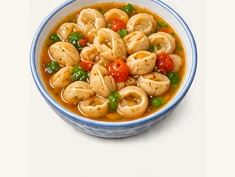 Mashi noodle shells · 麻食子 · AI dish illustration