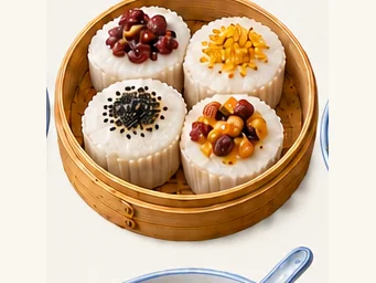 Mirror rice cakes · 镜糕 · AI dish illustration