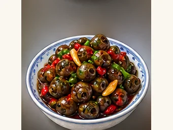 Guilin stir-fried river snails · 炒田螺 · AI dish illustration