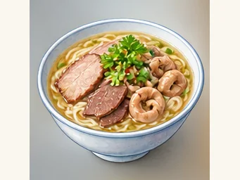 Anyuan pork-and-offal rice noodles · 安远三鲜粉 · AI dish illustration