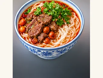 Yingshan rice noodles · 营山米粉 · AI dish illustration