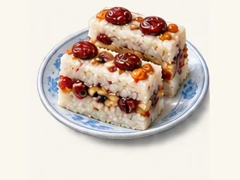 Sliced sticky-rice cake · 切糕 · AI dish illustration