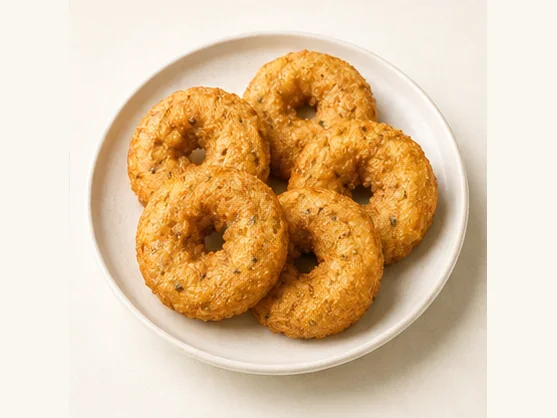 Wuhan savoury rice-batter rings · 武汉面窝 · AI dish illustration