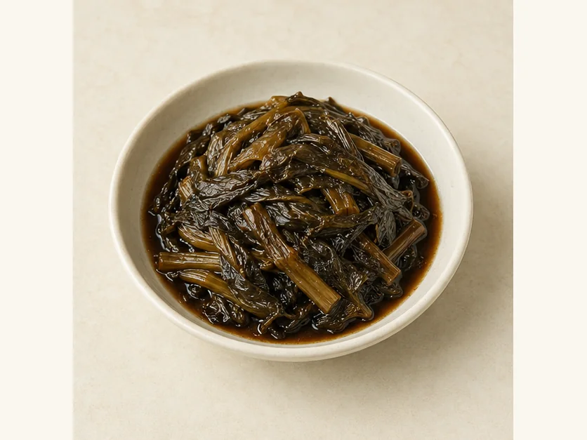Ningbo slow-braised greens · 宁波烤菜 · AI dish illustration