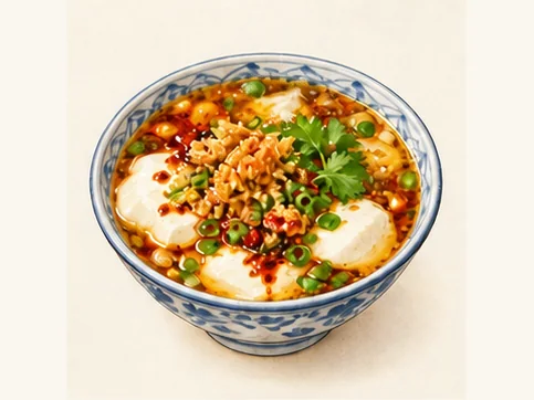 Niuhua doufunao · 牛华豆腐脑 · AI dish illustration