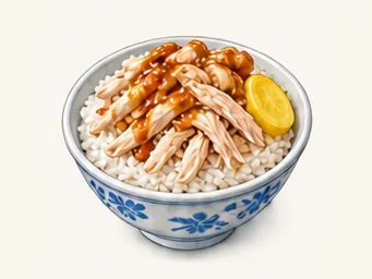 Chiayi turkey rice · 嘉義火雞肉飯 · AI dish illustration