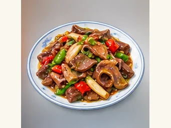 Three-ingredient offal stir-fry · 溜三样 · AI dish illustration