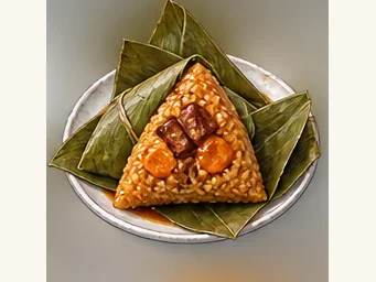 Jiaxing leaf-wrapped rice dumplings · 嘉兴粽子 · AI dish illustration