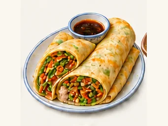 Zichang thin pancake wraps · 子长煎饼 · AI dish illustration
