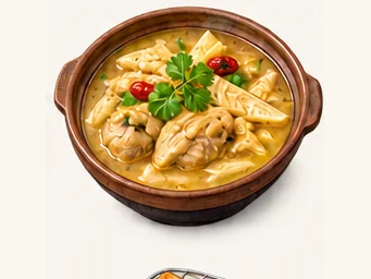 Dushupu sour-bamboo chicken · 读书铺酸笋鸡 · AI dish illustration