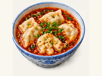 Dumplings in sour soup · 酸汤水饺 · AI dish illustration