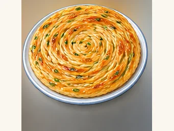 Spiral-thread griddle cake · 清油盘丝饼 · AI dish illustration