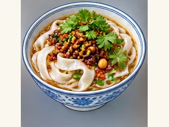 Tongren mung-bean noodles · 铜仁绿豆粉 · AI dish illustration