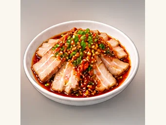 Pork slices with garlic sauce · 蒜泥白肉 · AI dish illustration