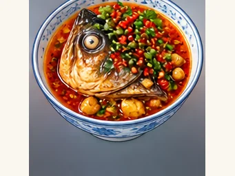 Macun fish head · 马村鱼头 · AI dish illustration
