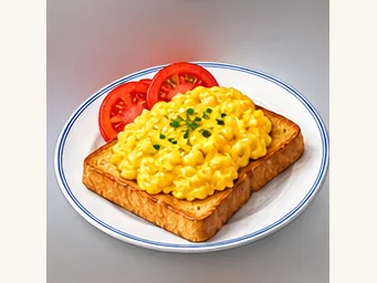 Scrambled eggs on toast · 炒蛋多士 · AI dish illustration