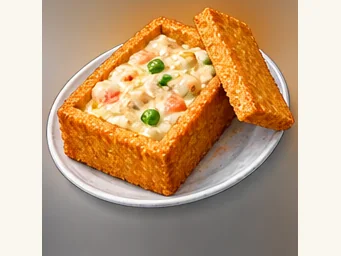 Tainan coffin toast · 棺材板 · AI dish illustration