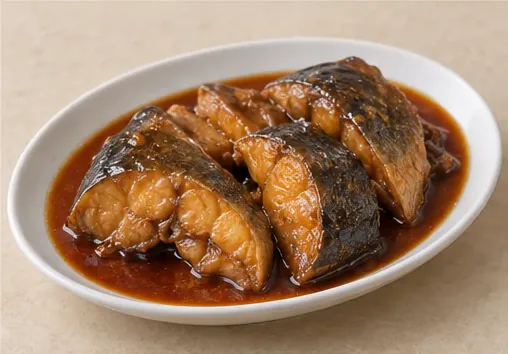 红烧鮰鱼 · Red-Braised Hui Fish · AI dish illustration