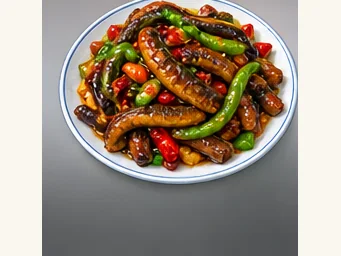 Emei eel strips · 峨眉鳝丝 · AI dish illustration