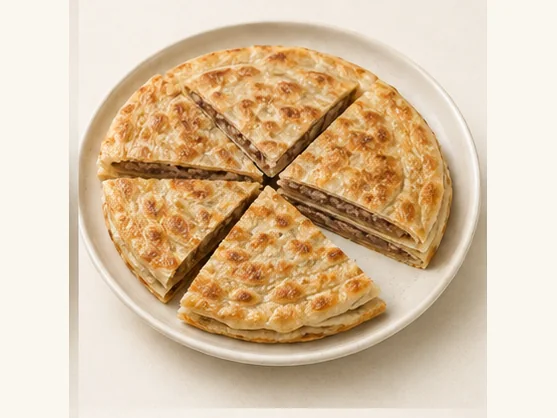 Xianghe meat-filled flatbread · 香河肉饼 · AI dish illustration