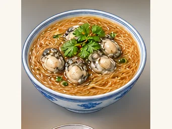 Oyster thin-noodle soup · 蚵仔麵線 · AI dish illustration