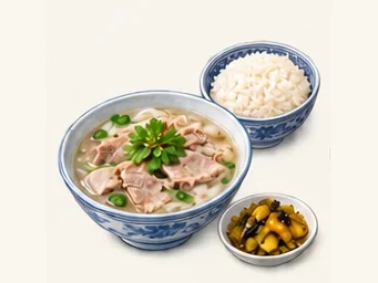 Pepper soup with rice · 辣汤饭 · AI dish illustration