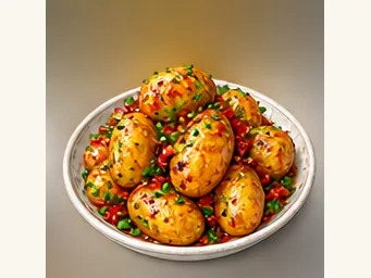 Enshi griddle-roasted potatoes · 恩施炕土豆 · AI dish illustration