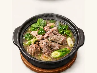 Lijiang black-goat hotpot · 黑山羊火锅 · AI dish illustration