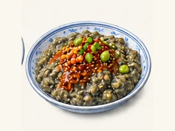 Fried fermented mung-bean pulp · 麻豆腐 · AI dish illustration