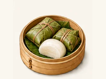 Emei fermented rice cakes · 峨眉冻粑 · AI dish illustration