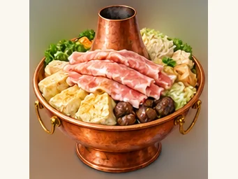 Longde layered hotpot · 隆德暖锅 · AI dish illustration