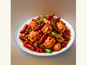 Ledu chili chicken · 乐都辣子鸡 · AI dish illustration