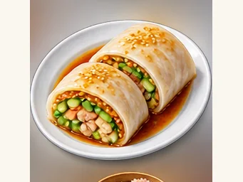 Puyang rolled cold starch sheets · 濮阳裹凉皮 · AI dish illustration