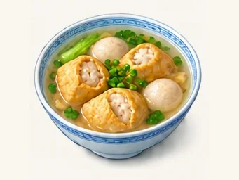 Tofu-puff and gluten soup · 双档 · AI dish illustration