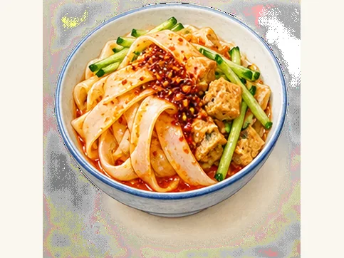 Qishan rolled noodle sheets · 岐山擀面皮 · AI dish illustration