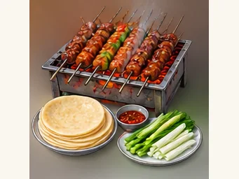 Zibo barbecue wraps · 淄博烧烤 · AI dish illustration