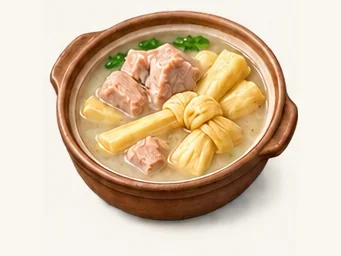 Fresh-and-cured pork soup · 腌笃鲜 · AI dish illustration
